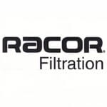 Logo displaying the text "RACOR Filtration" in bold black letters on a plain white background.