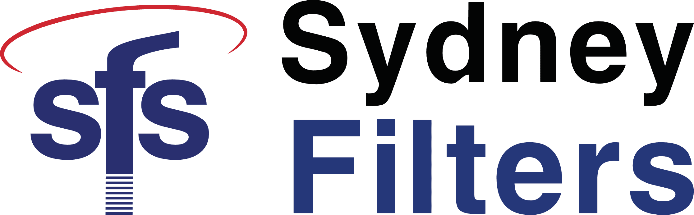 Logo of Sydney Filters with blue "sfs" letters and a red curved line above.