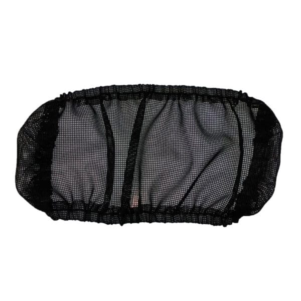 Black mesh net with an elastic border, designed for holding or organizing items.