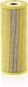 Yellow cylindrical pleated filter with a white top and bottom, designed for filtration purposes.