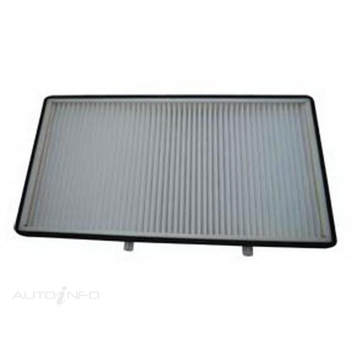 Rectangular air filter with vertical pleats and a black frame, placed against a plain white background.
