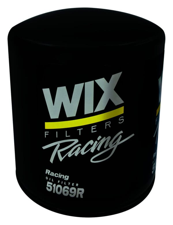 Black WIX Racing oil filter with "51069R" on the label.