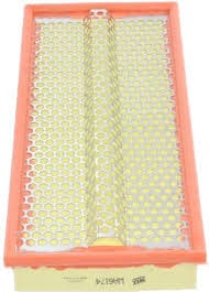 A rectangular plastic bee queen excluder with an orange frame and hexagonal grid, designed like the WIX WA6174 Air Filter.