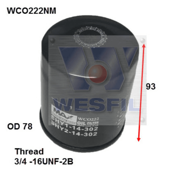 WCO222NM (MO301) NIPPON MAX OIL FILTER (X-Ref: RYCO Z1035)