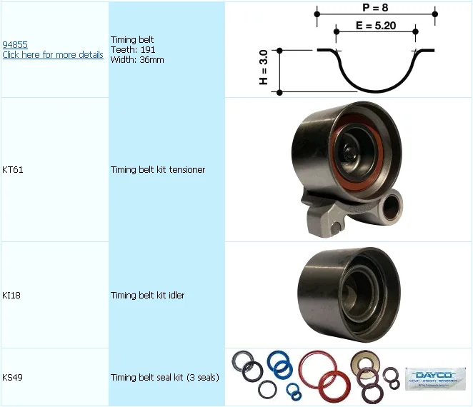 TIMING BELT KIT TOYOTA PRADO/HILUX KTBA090